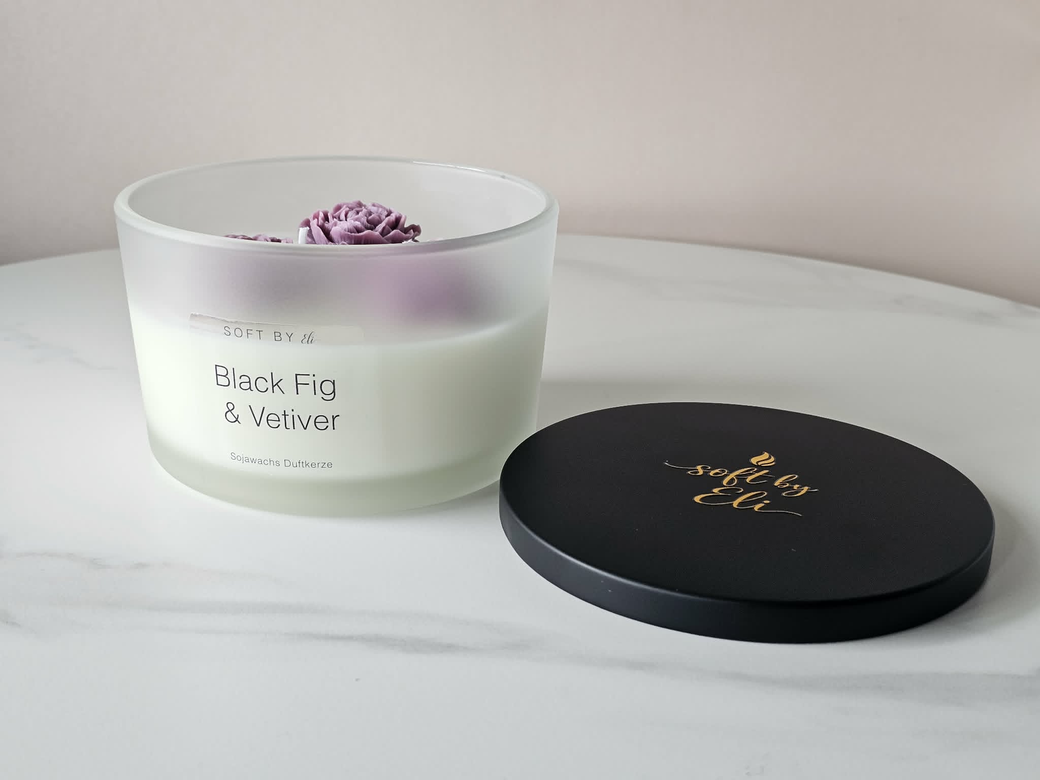 Premium Sojawachs-Kerze – Schwarze Feige & Vetiver 400g