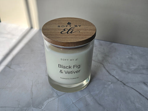 Black Fig & Vetiver – Soy Candle with Wooden Lid 220g