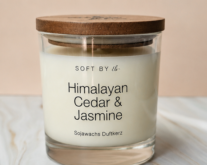 Himalayan Cedar & Jasmine – Sojakerze mit Holzdeckel 220g