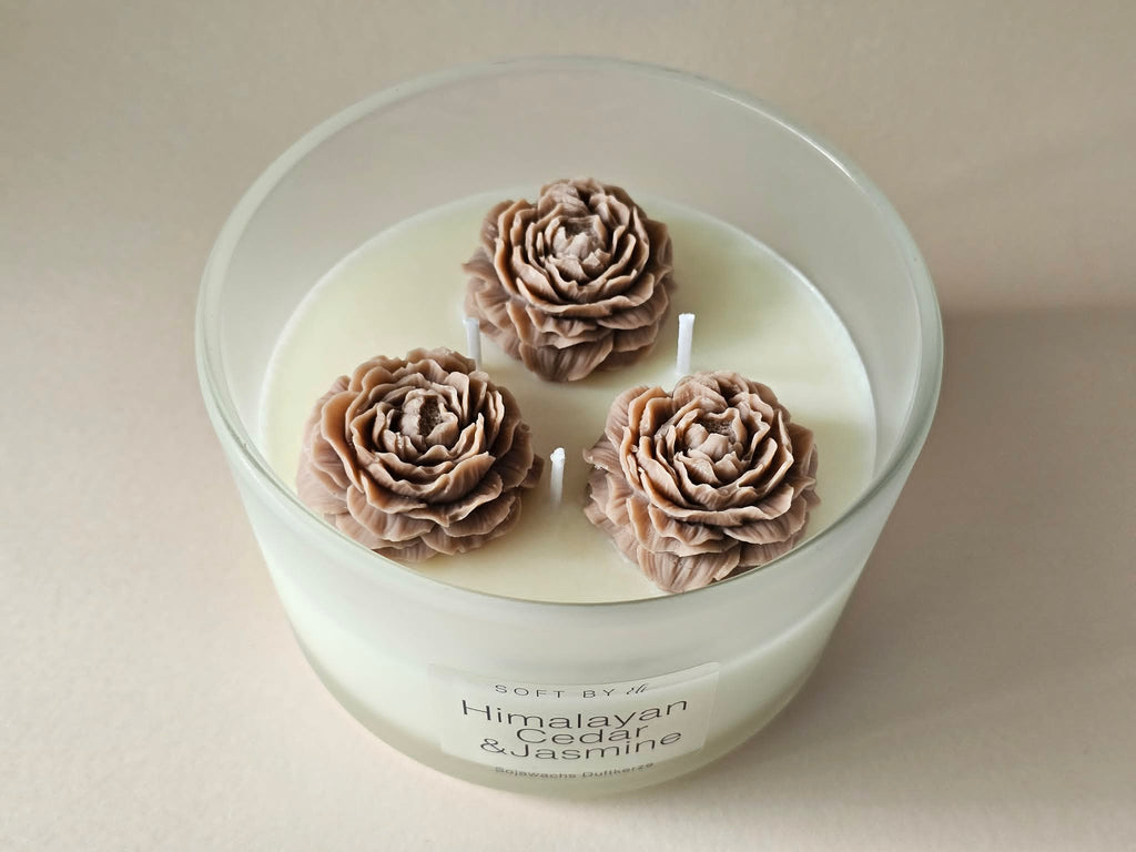 Premium Sojawachskerze – Himalayan Cedar & Jasmine 400g