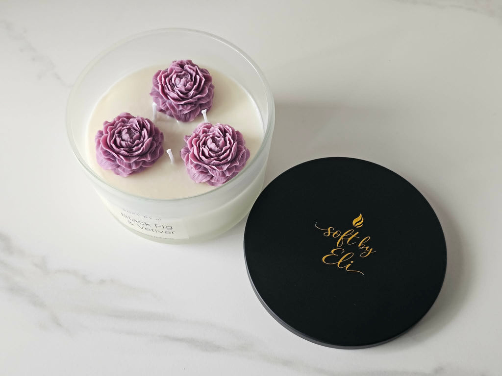 Premium Sojawachs-Kerze – Schwarze Feige & Vetiver 400g