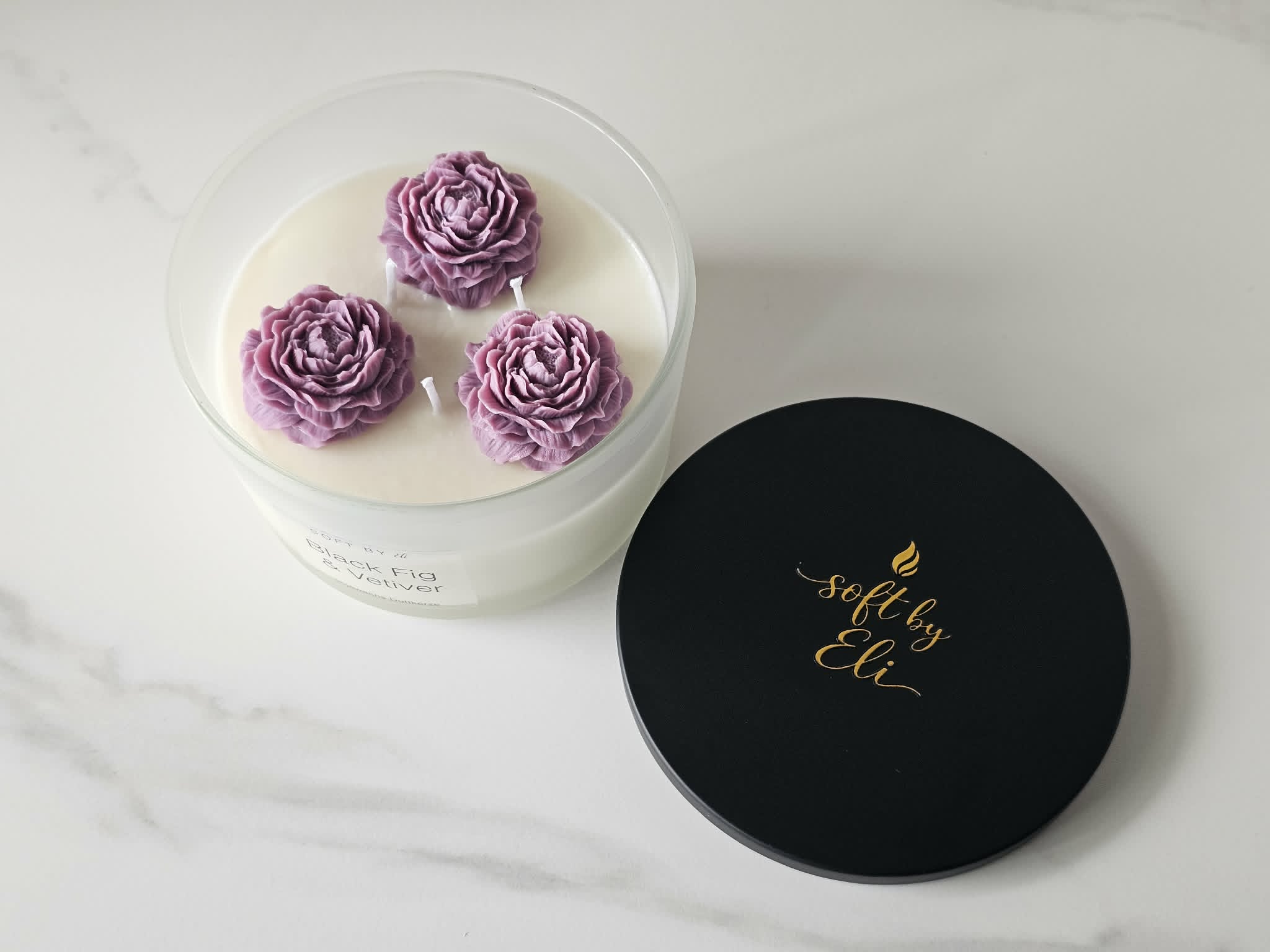 Premium Sojawachs-Kerze – Schwarze Feige & Vetiver 400g
